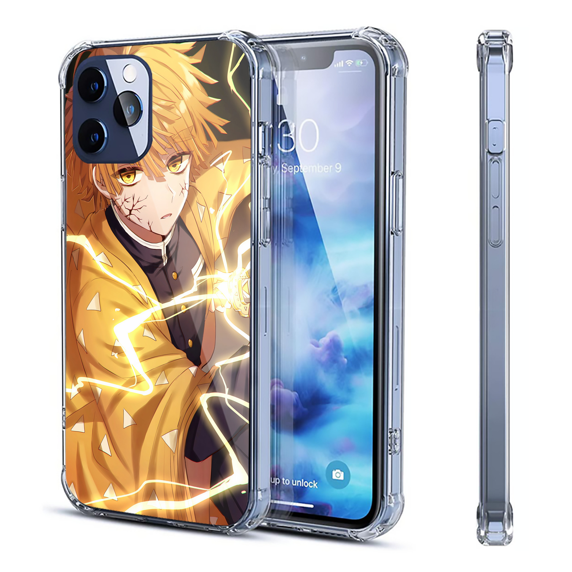 （画像用） 鬼滅の刃（きめつのやいば）我妻 善逸／あがつま ぜんいつ Agatsuma Zenitsu 【iPhone 12シリーズ対応】透明スマホケース（クリアソフトケース）